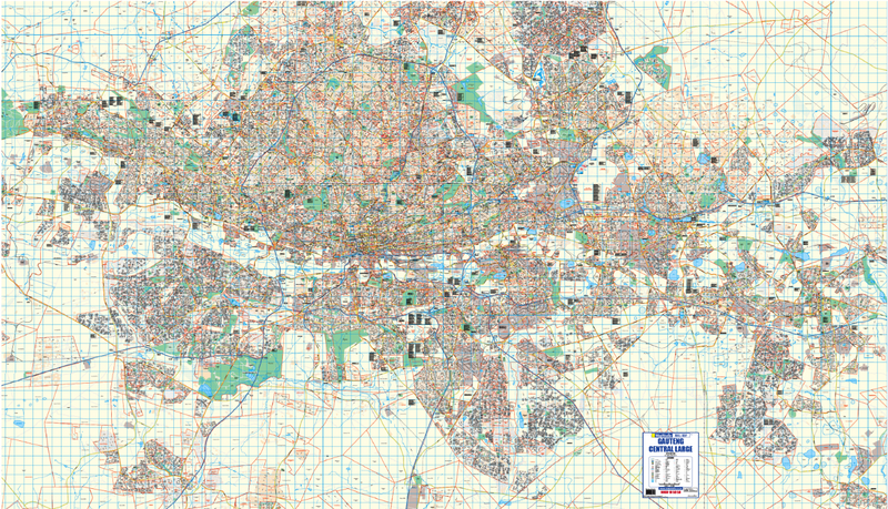 Detail from the Joburg Large Wall Map at 1:25 000, showing individual street names across the central Gauteng conurbation