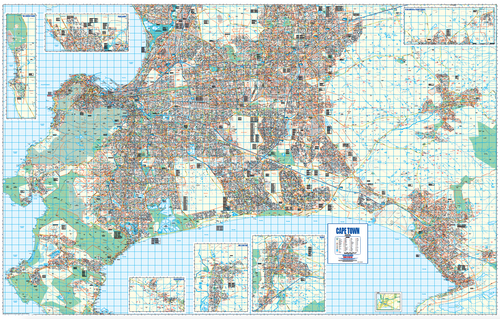Map Studio Cape Town Wall Map, full sheet, showing the Cape Peninsula and Cape Flats at street level with inset maps for Melkbosstrand, Parklands, Vierlanden & Fisantekraal, Franschhoek, Wellington and Paarl.