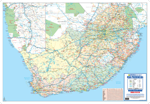 Map of South Africa highlighting the different proinces.
