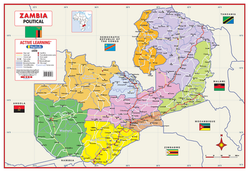 Zambia Political Educational Wall Map — FULL sheet