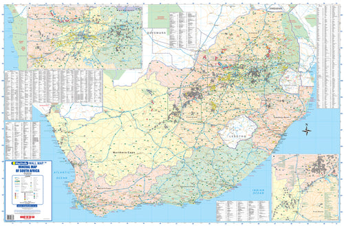 Mineral Map of South Africa, 5th edition, 1:1 500 000, showing mines and deposits plotted by commodity across the country