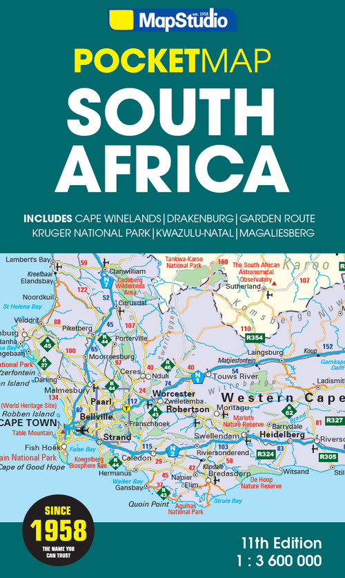 Cover of a pocket map of South Africa with an inset map of the Western Cape.