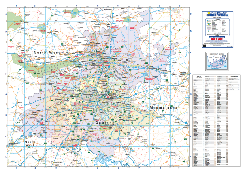 Gauteng Provincial Wall Map