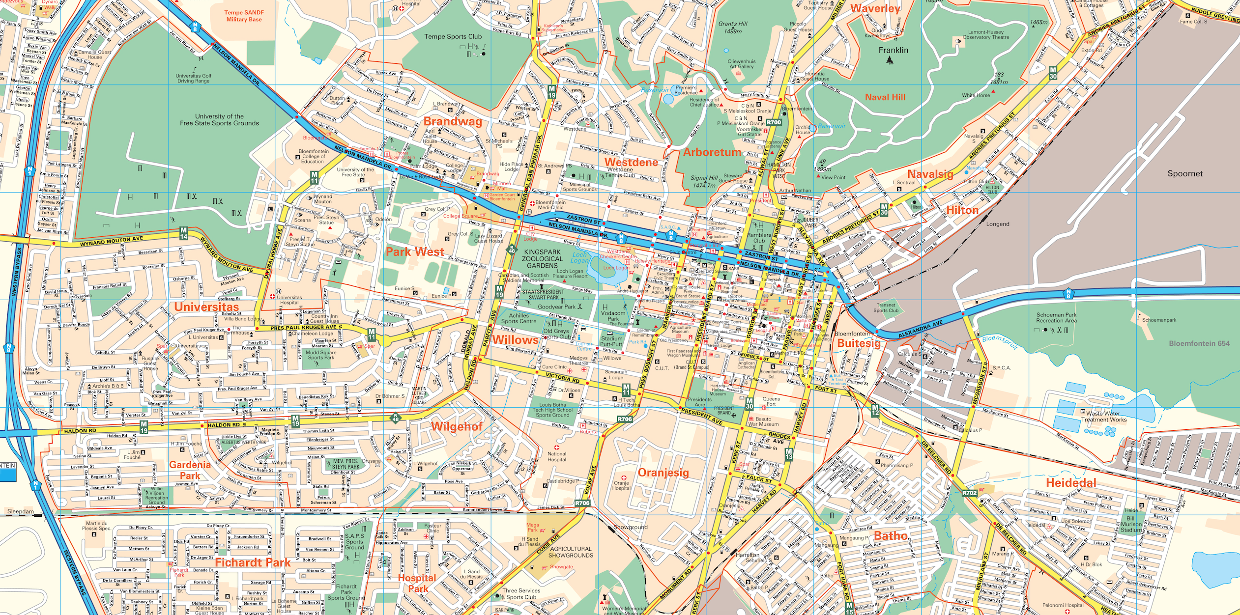 Bloemfontein Wall Map