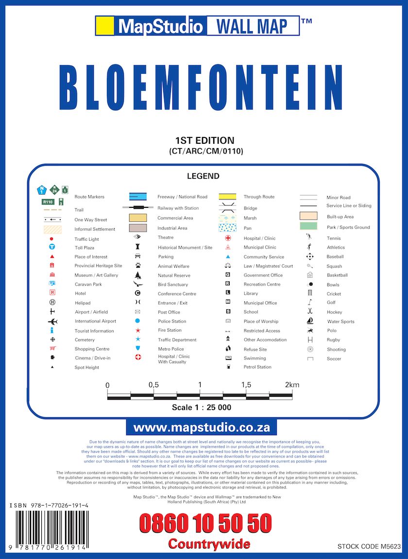 Bloemfontein Wall Map