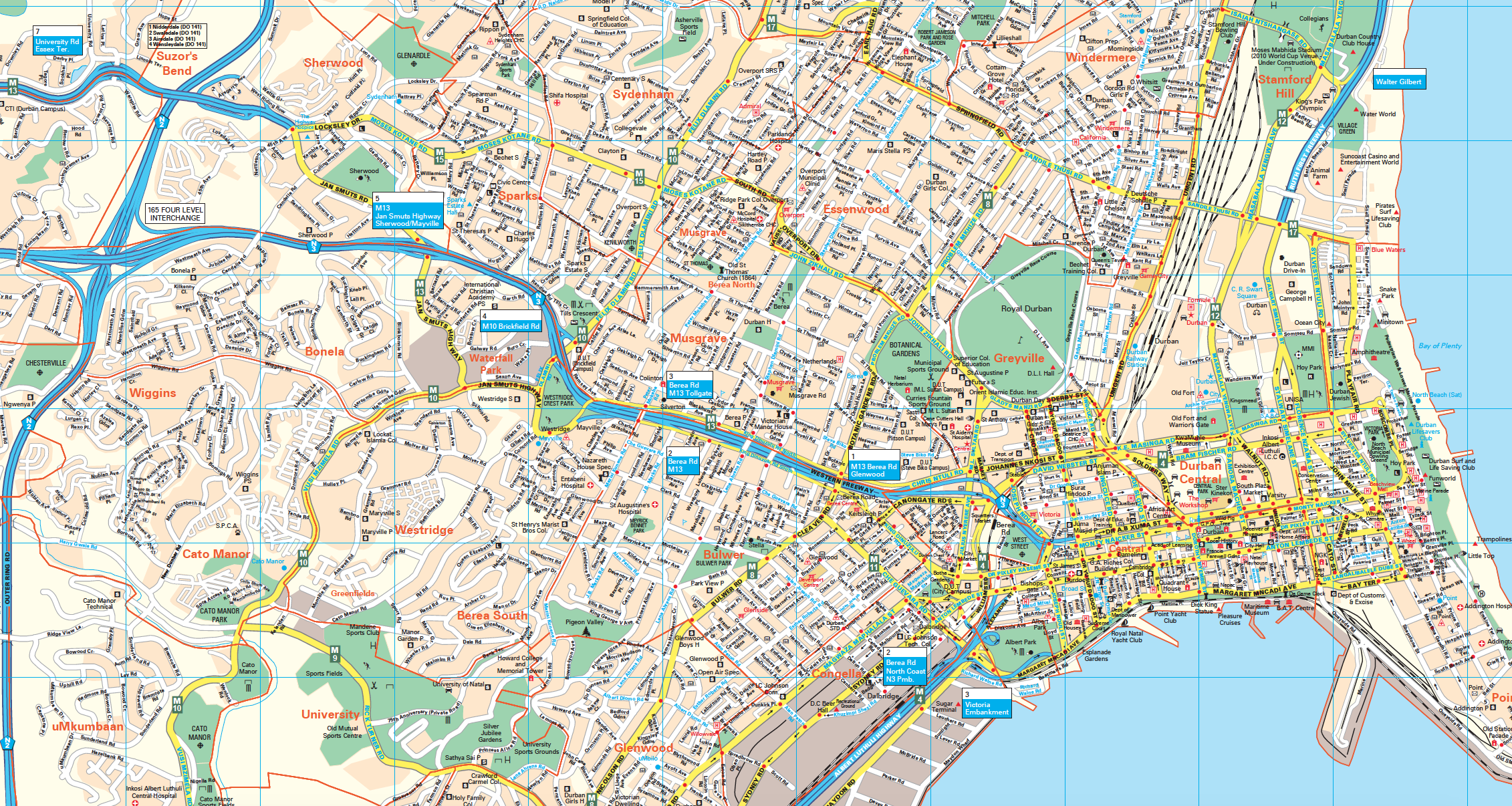 Durban Wall Map