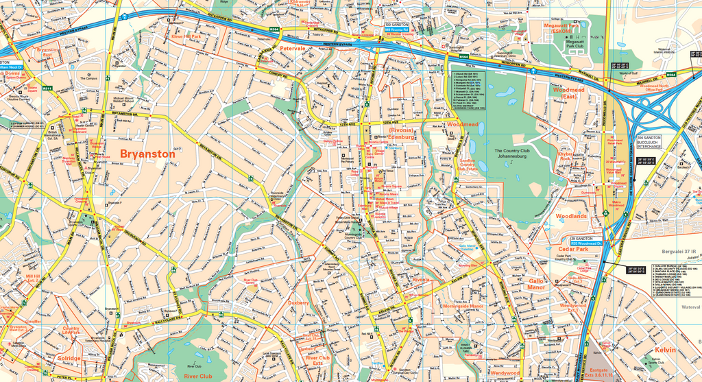 Johannesburg/Randburg/Sandton Wall Map