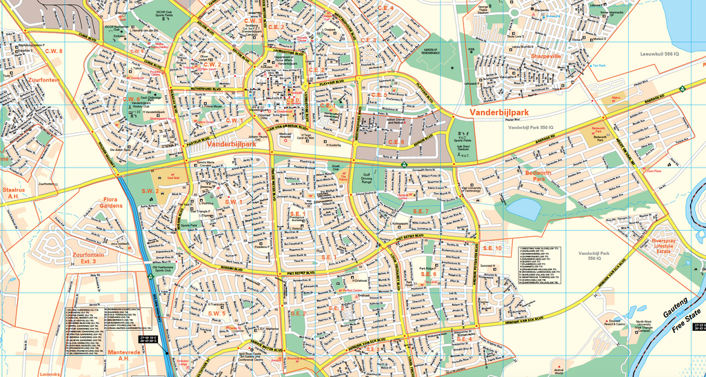 Vaal Triangle Wall Map