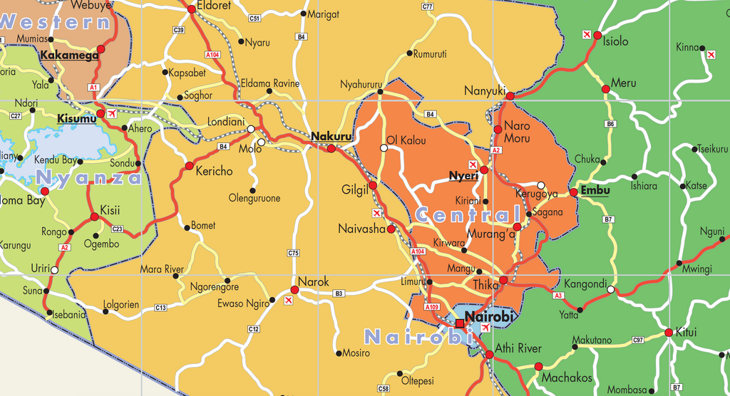Kenya Political Educational Wall Map — DETAIL
