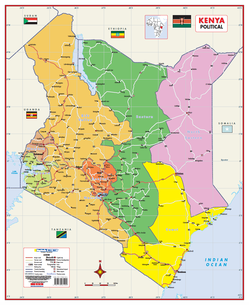 Kenya Political Educational Wall Map — FULL sheet