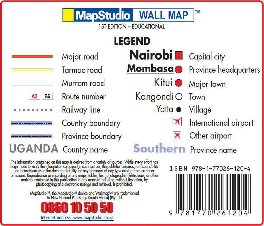 Kenya Political Educational Wall Map — LEGEND