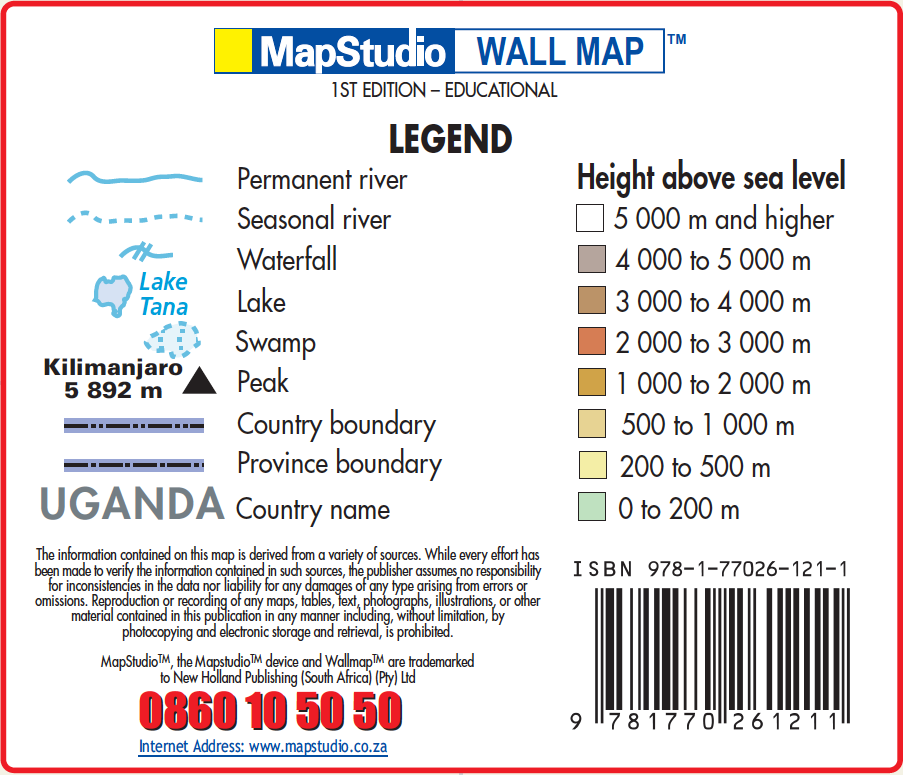 Kenya Physical Educational Wall Map — LEGEND