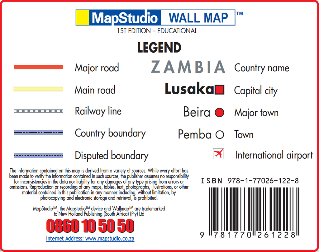 East Africa Political Educational Wall Map — LEGEND