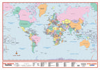 World map with political divisions on a blue background