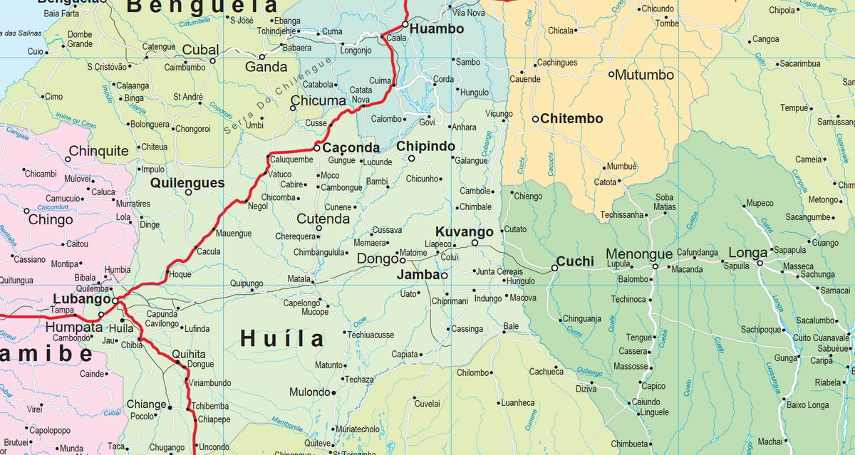 Angola Wall Map — DETAIL