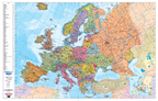 Europe Wall Map, 1st edition, 1:3 275 000 on the Lambert Conformal Conic projection, showing the whole continent colour-coded by country with terrain detail