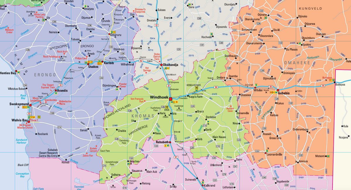 Namibia Political Executive Small Wall Map — DETAIL