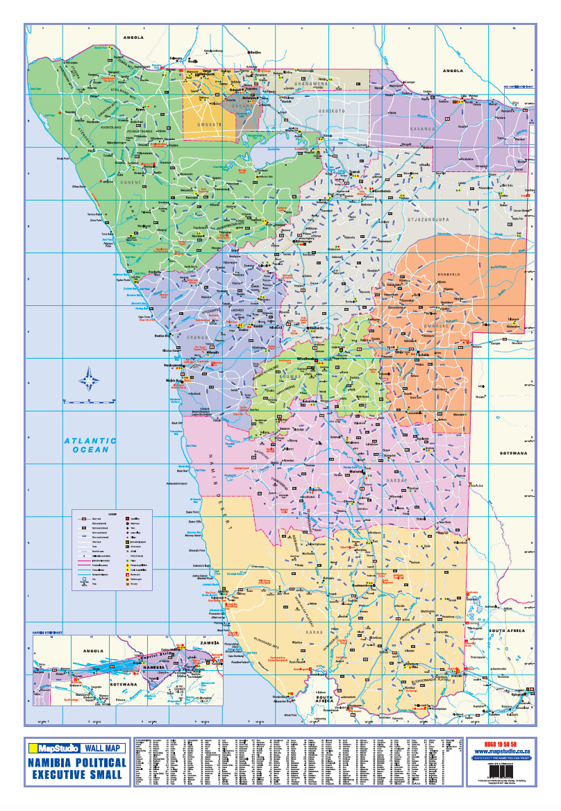 Namibia Political Executive Small Wall Map — FULL sheet
