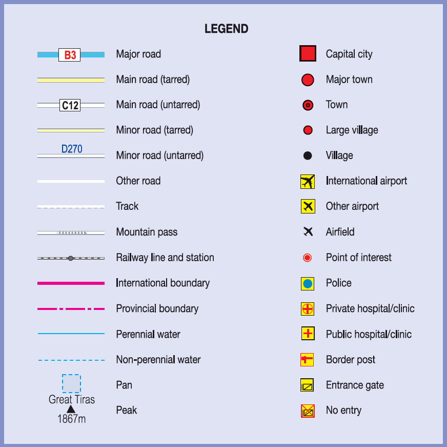 Namibia Political Executive Small Wall Map — LEGEND