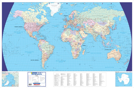 World Commercial Wall Map, 9th edition, 1:17 000 000 on the Times projection, showing the whole world with political boundaries