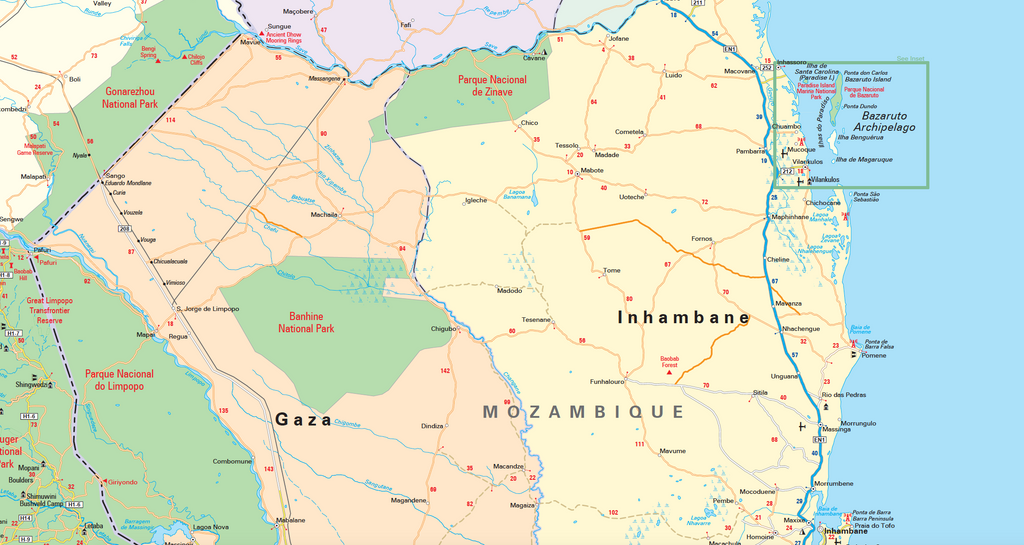 Mozambique Wall Map — DETAIL
