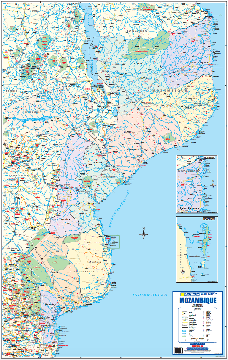 Mozambique Wall Map — FULL sheet
