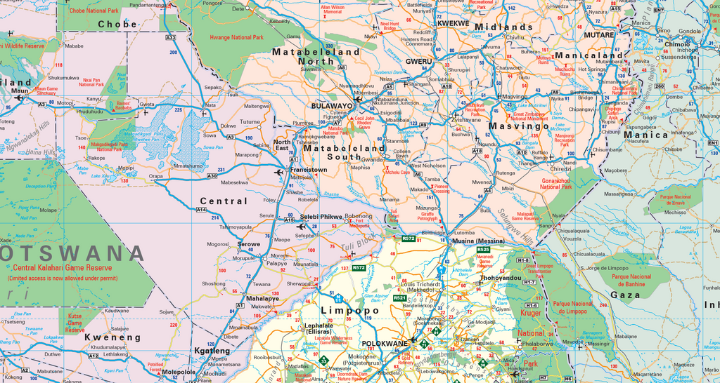 SADC Political Wall Map — DETAIL