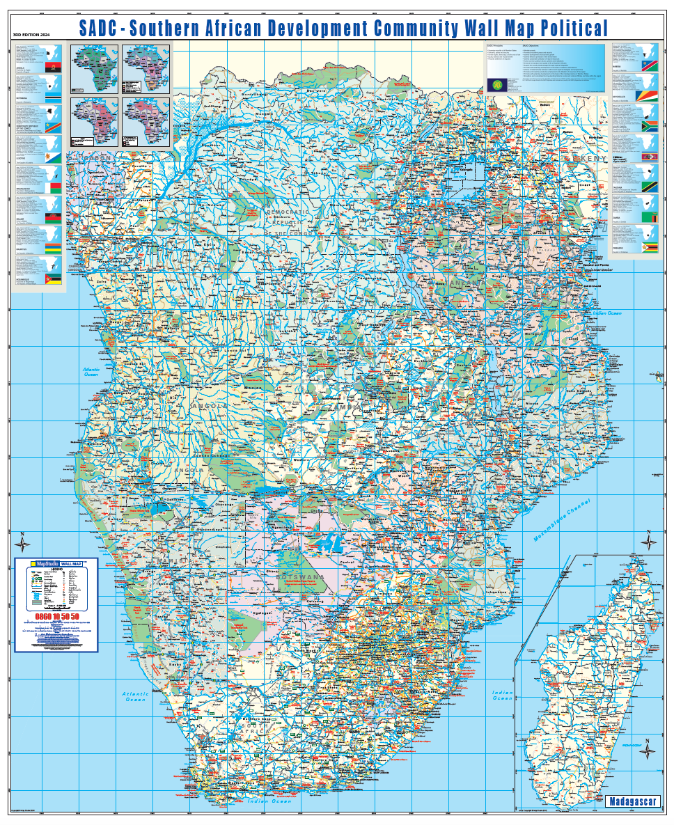 SADC Political Wall Map — FULL sheet