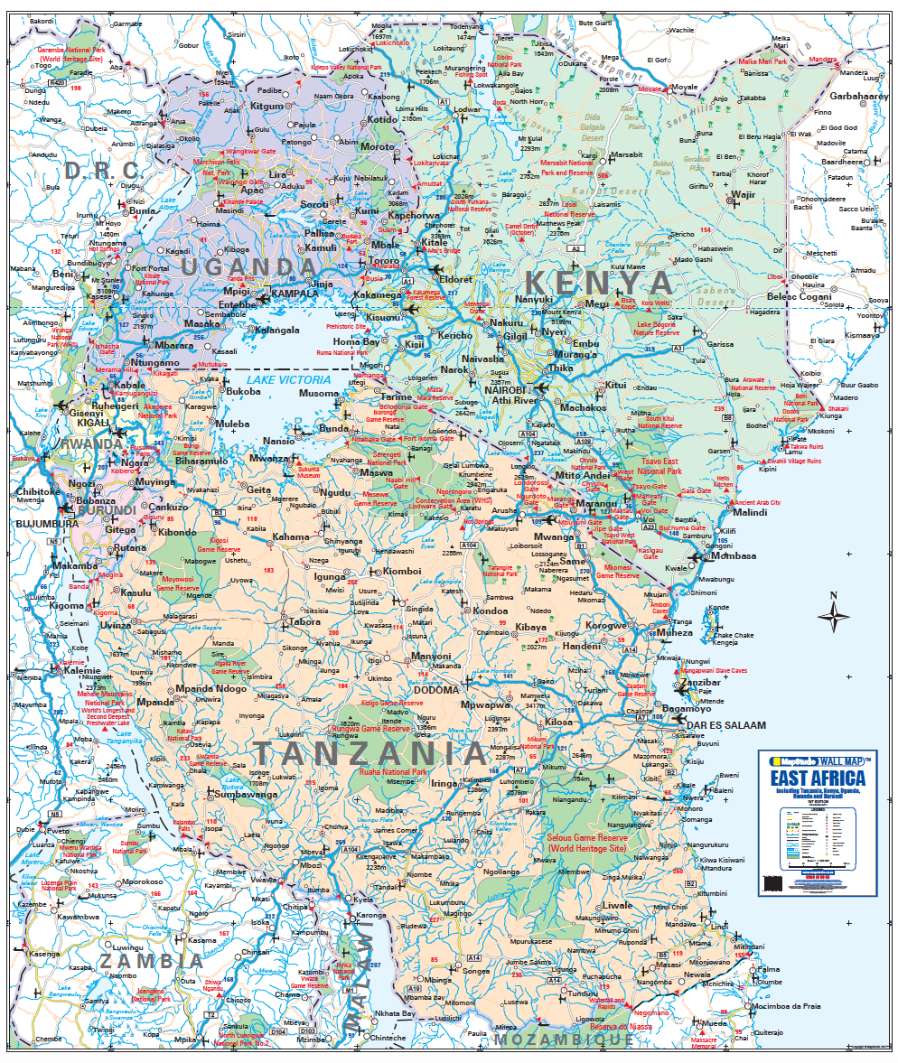 East Africa Wall Map — FULL sheet