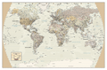 World Executive Large Classic Wall Map in antique colour tones at 1:13 000 000 on the Times projection, 2 370mm wide, showing the whole world with shipping routes and ocean depth shading