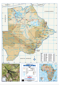 Botswana Physical Wall Map — FULL sheet