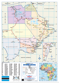 Botswana Political Wall Map — FULL sheet