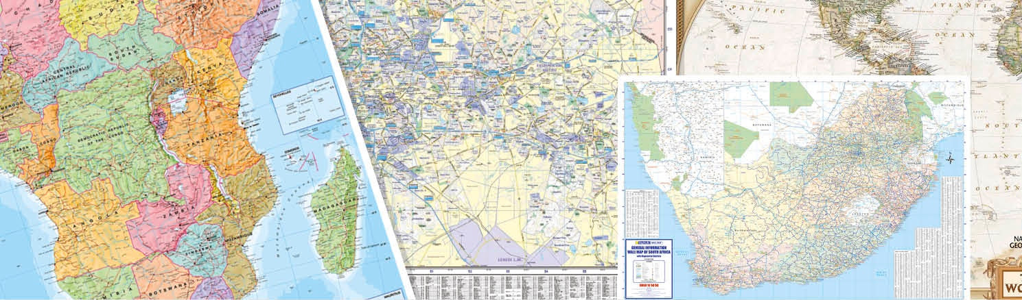 Collage of various maps with a focus on geographical details.
