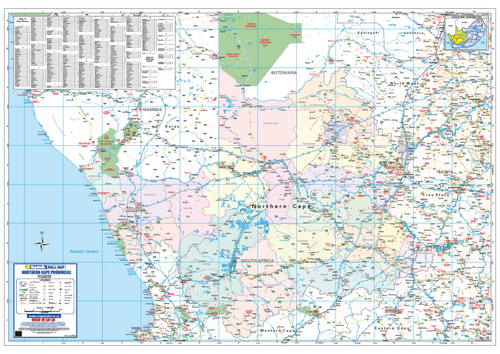 Northern Cape Provincial Wall Map, 6th edition, 1:1 200 000 on A0, showing the province with municipalities shaded and named