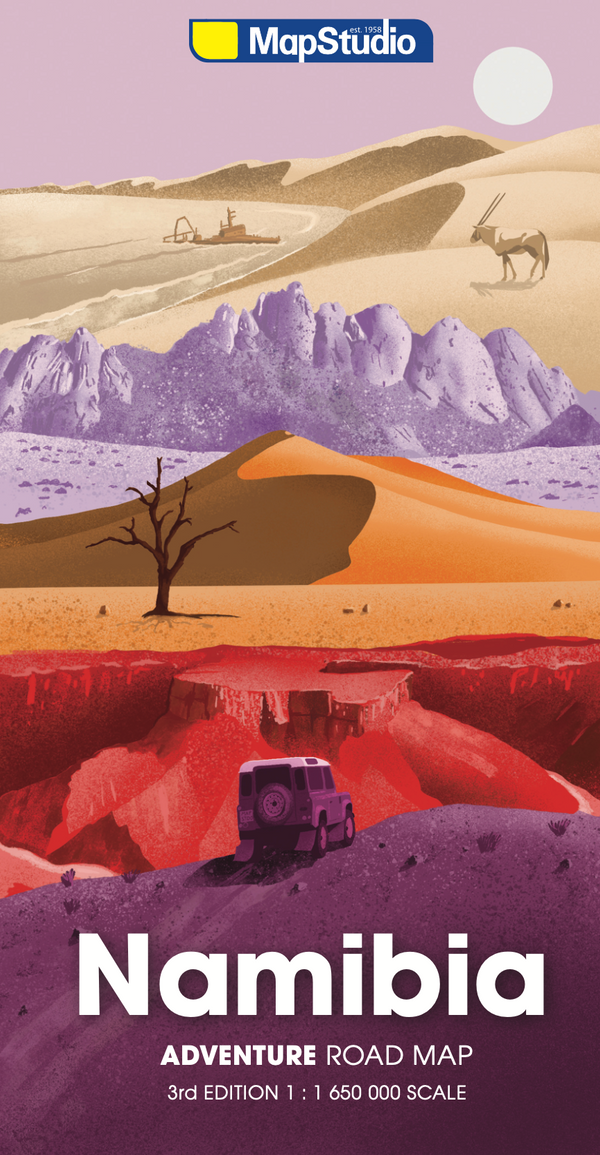 Map of Namibia cover and 'MapStudio' branding.