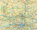 Map of northern South Africa with roads and cities labelled