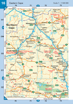 Map of Eastern Cape, South Africa with roads and cities labeled.