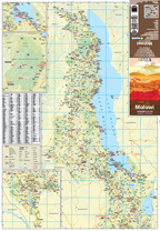 Map of Malawi with various insets and labels on a white background