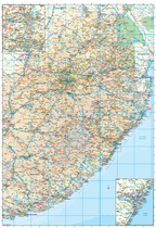 Map of South Africa with detailed roads and geography.
