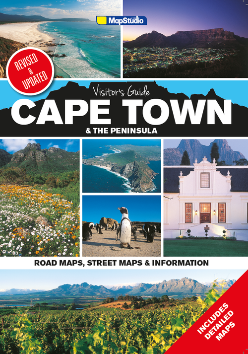 Cover of a visitor's guide to Cape Town and the Peninsula with scenic images and MapStudio branding.
