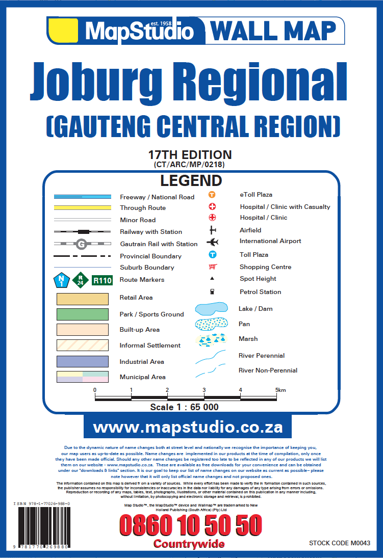 Joburg Regional Wall Map