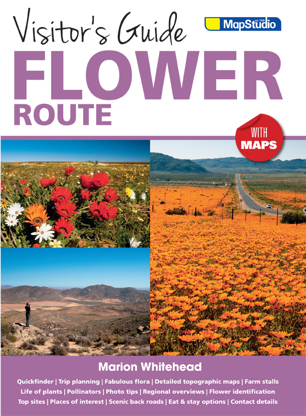 Cover of 'Visitor's Guide Flower Route' with images of flowers and a road, featuring MapStudio branding.