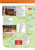 Map of Kgalagadi Transfrontier Park with facilities and routes labelled.