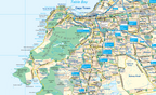 Map of Cape Town with various locations marked