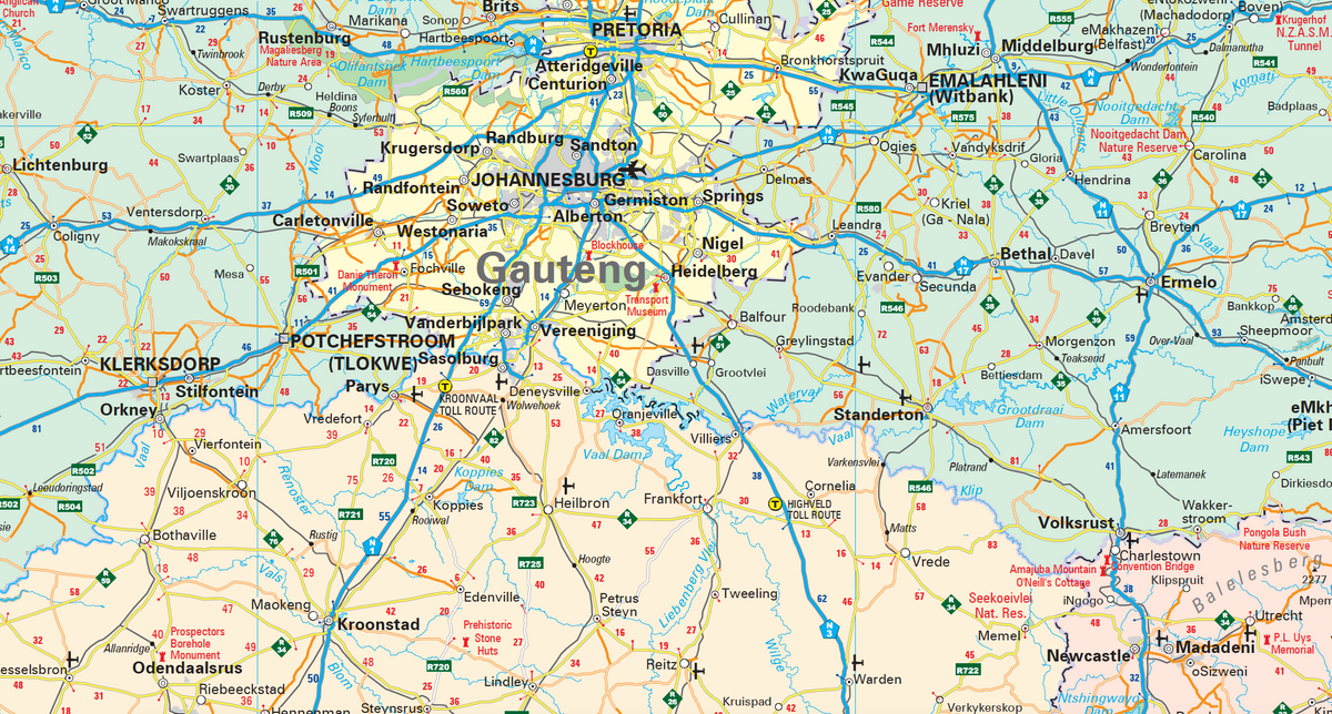 Detail from the South Africa Provincial Wall Map